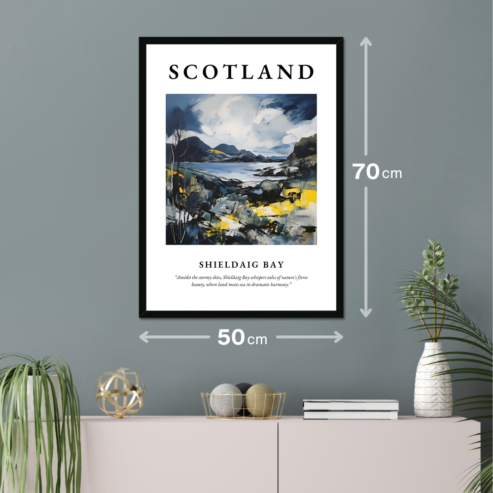 Poster of Shieldaig Bay hanging on a wall