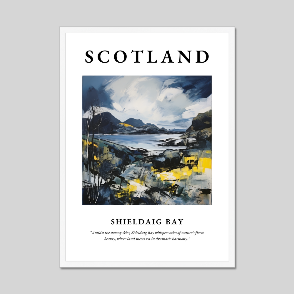 Poster in a white frame with the word Scotland