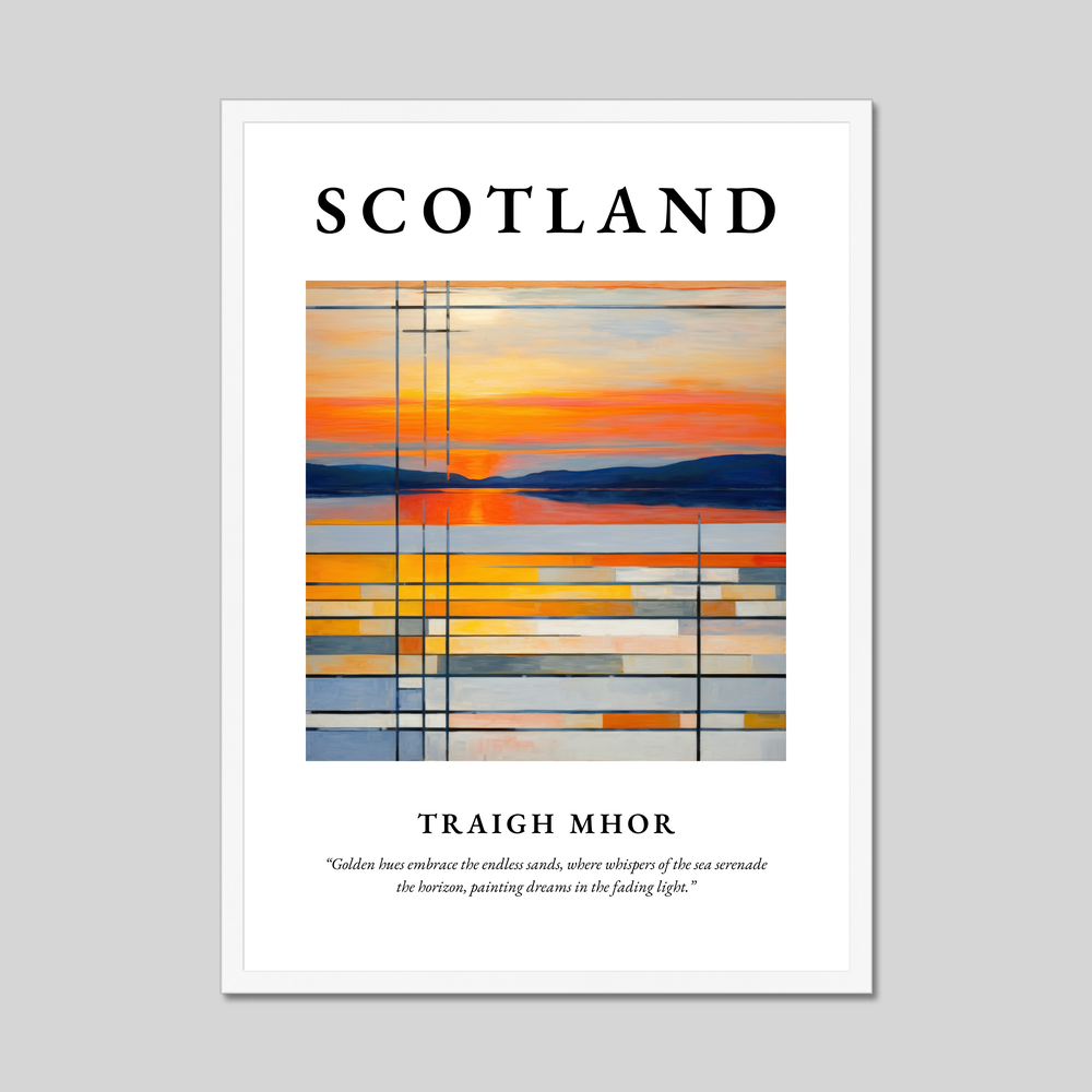 Poster in a white frame with the word Scotland