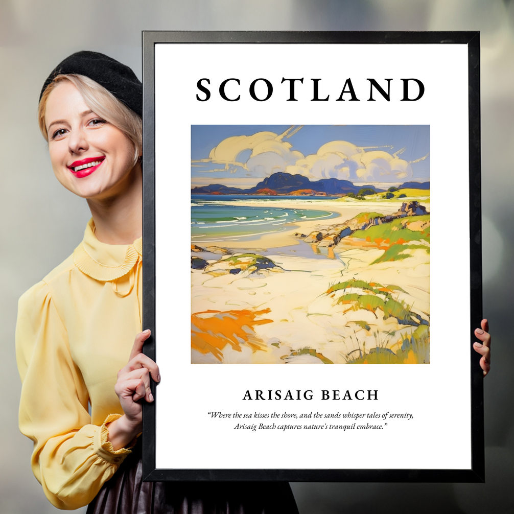 Person holding a poster of Arisaig Beach