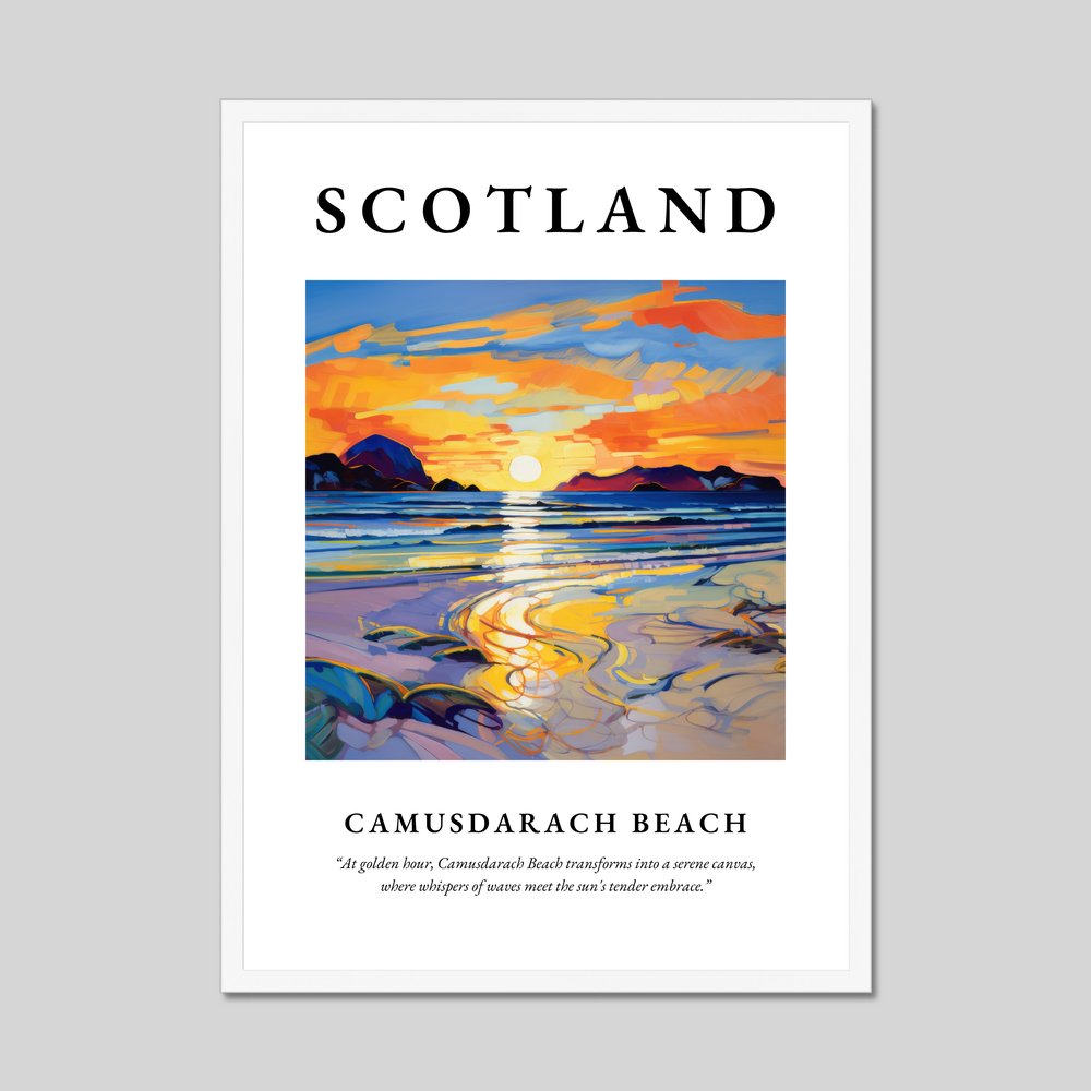 Poster in a white frame with the word Scotland