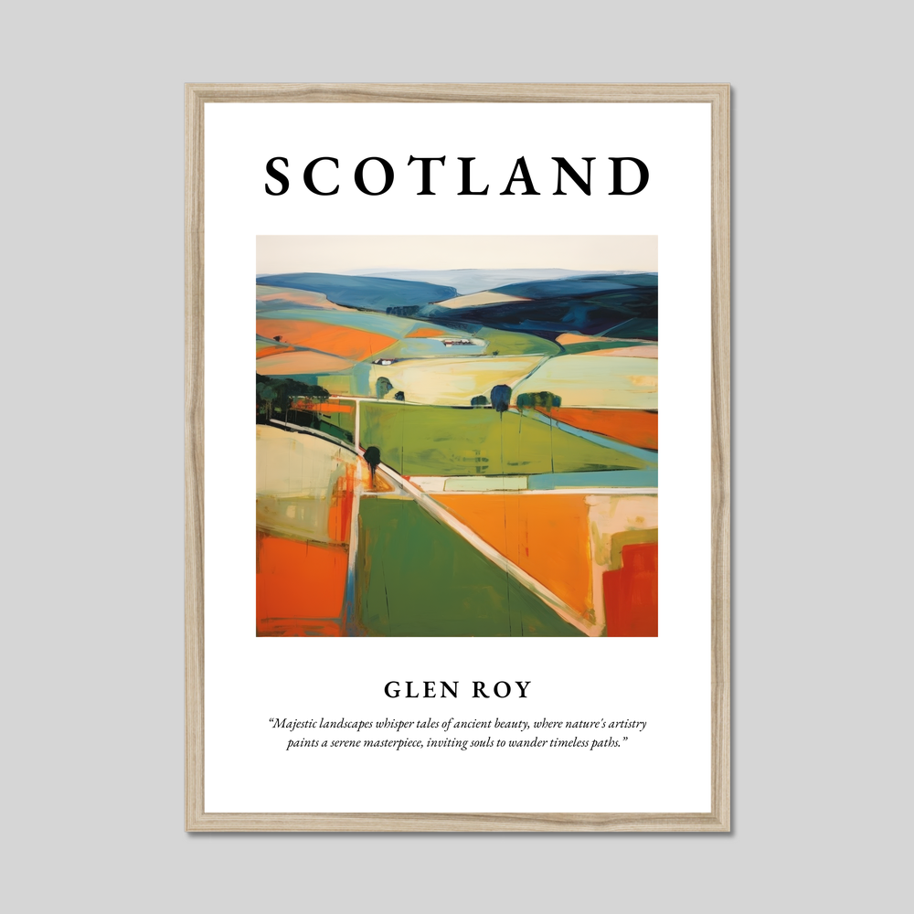 Poster in a natural frame with the word Scotland