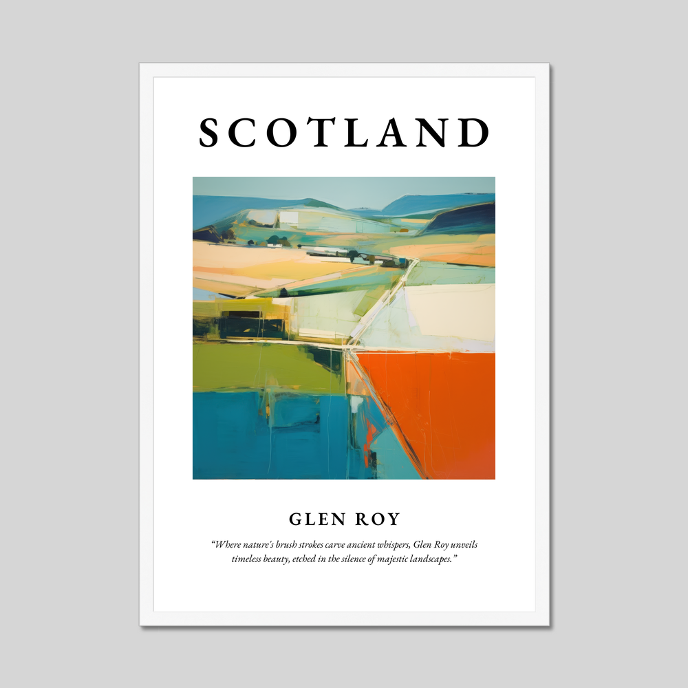 Poster in a white frame with the word Scotland