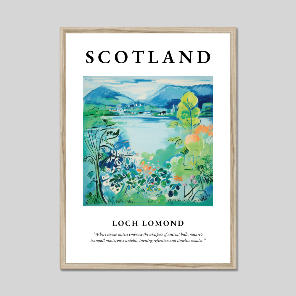 Poster in a natural frame with the word Scotland