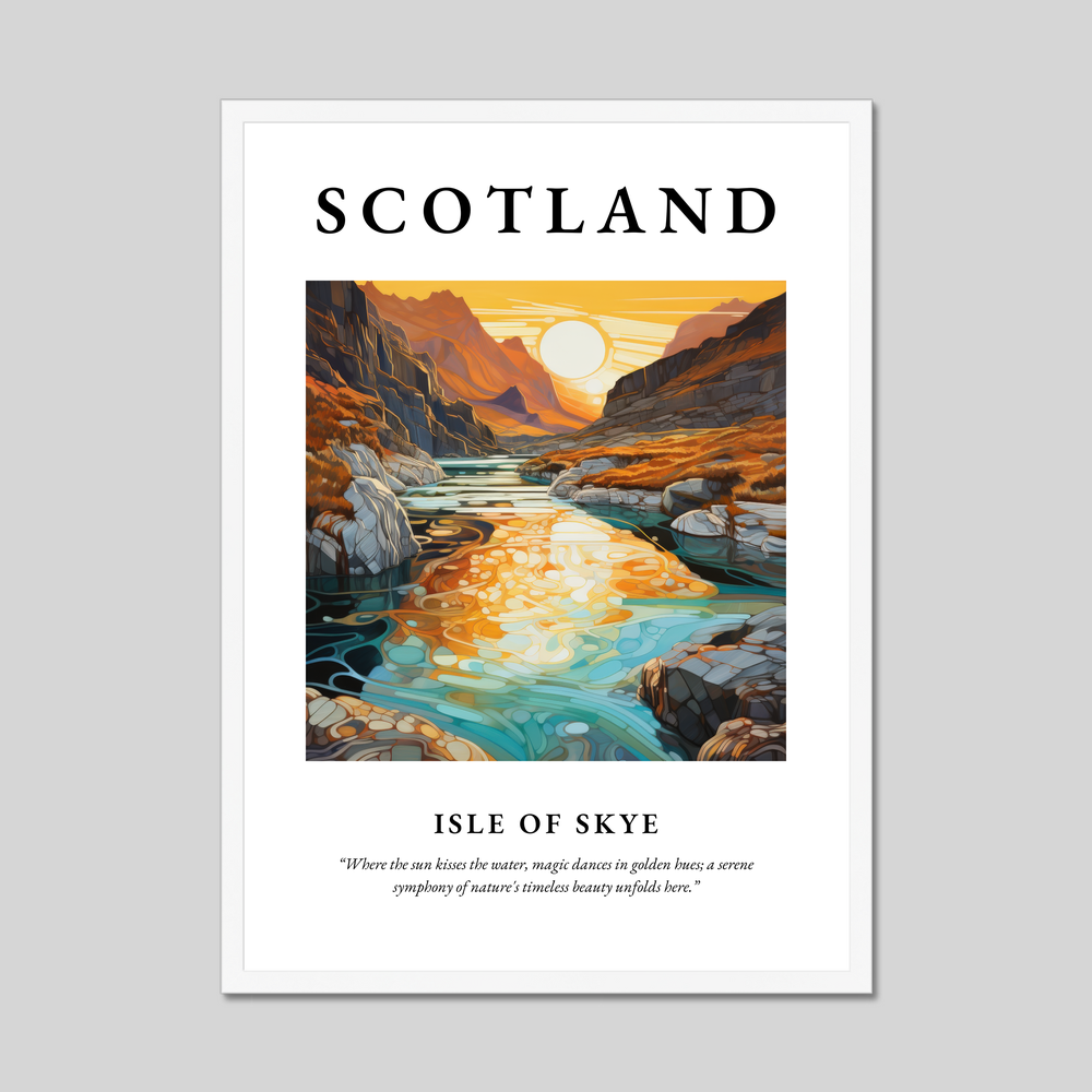 Poster in a white frame with the word Scotland