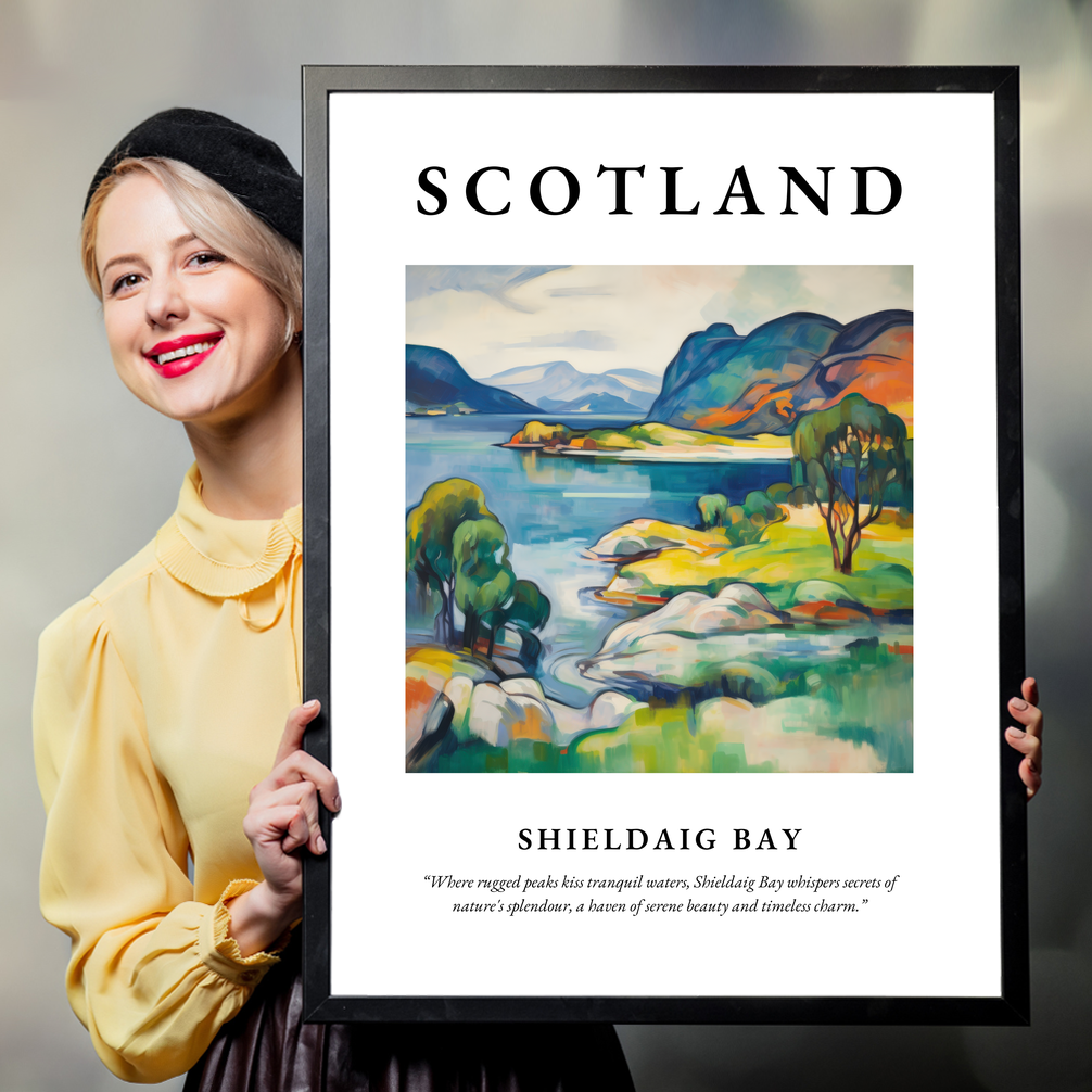 Person holding a poster of Shieldaig Bay