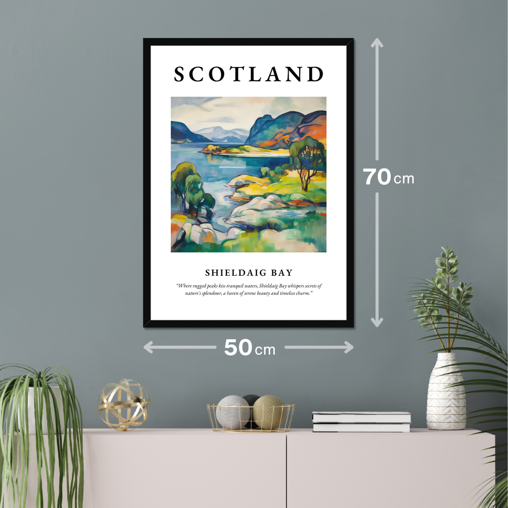 Poster of Shieldaig Bay hanging on a wall
