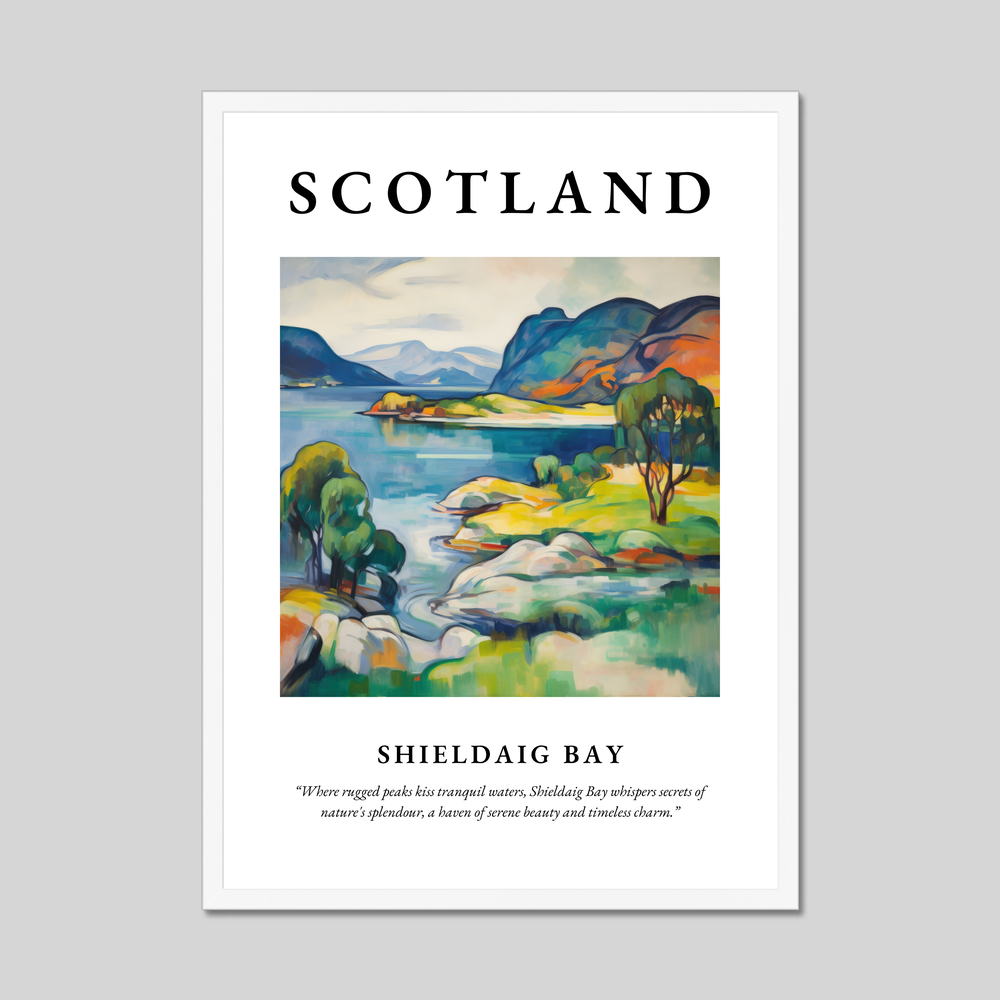 Poster in a white frame with the word Scotland
