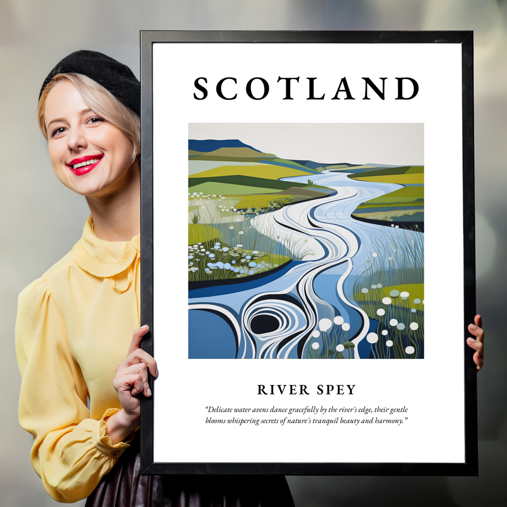Person holding a poster of River Spey