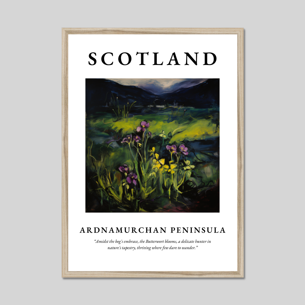 Poster in a natural frame with the word Scotland