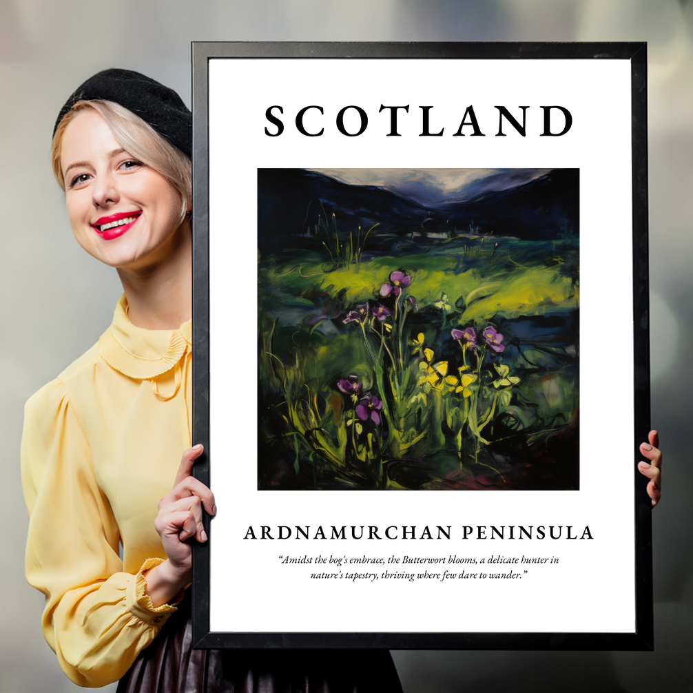 Person holding a poster of Ardnamurchan Peninsula