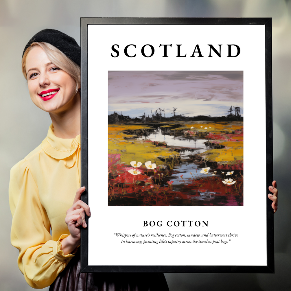 Person holding a poster of Bog cotton