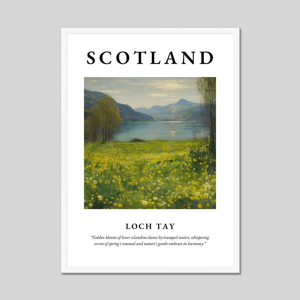 Poster in a white frame with the word Scotland