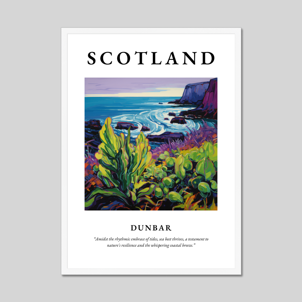 Poster in a white frame with the word Scotland