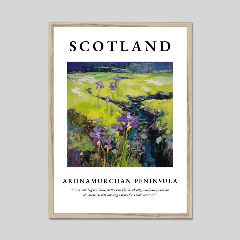 Poster in a natural frame with the word Scotland