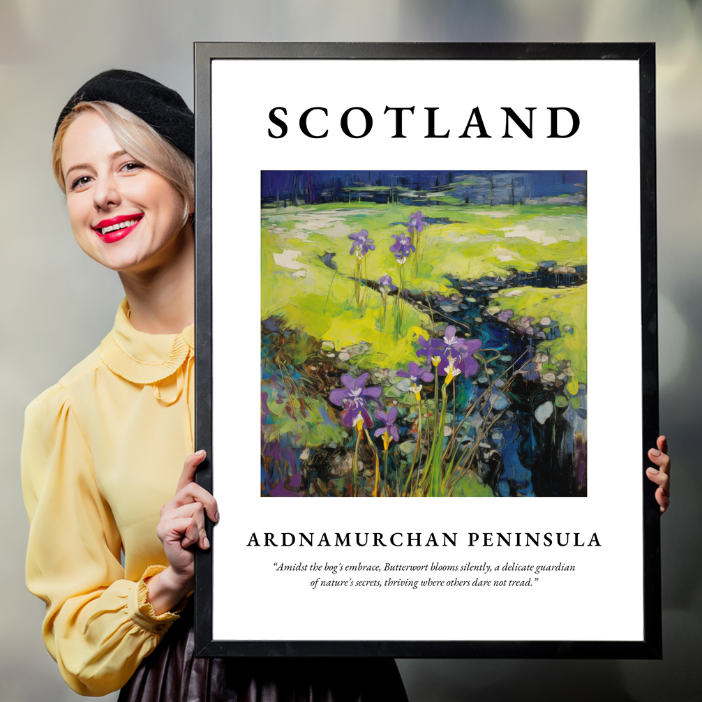 Person holding a poster of Ardnamurchan Peninsula