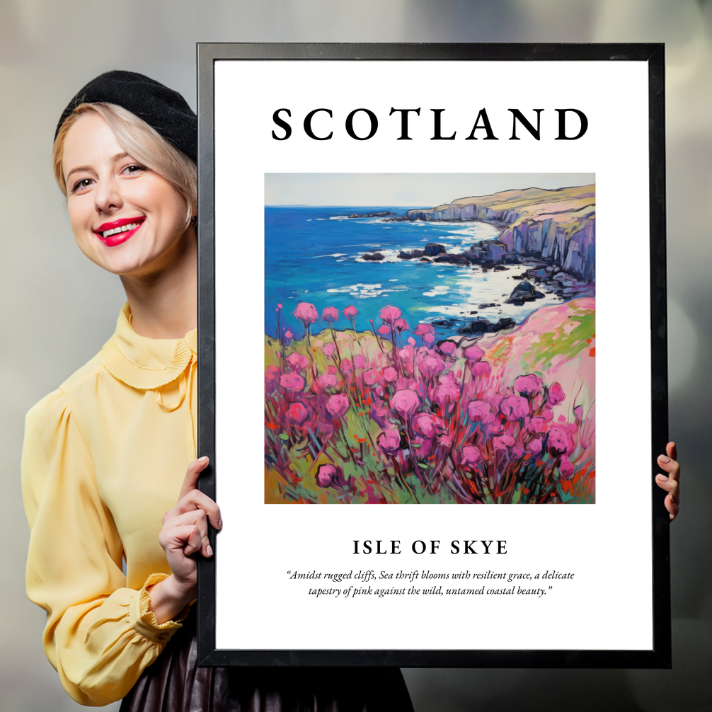 Person holding a poster of Isle of Skye