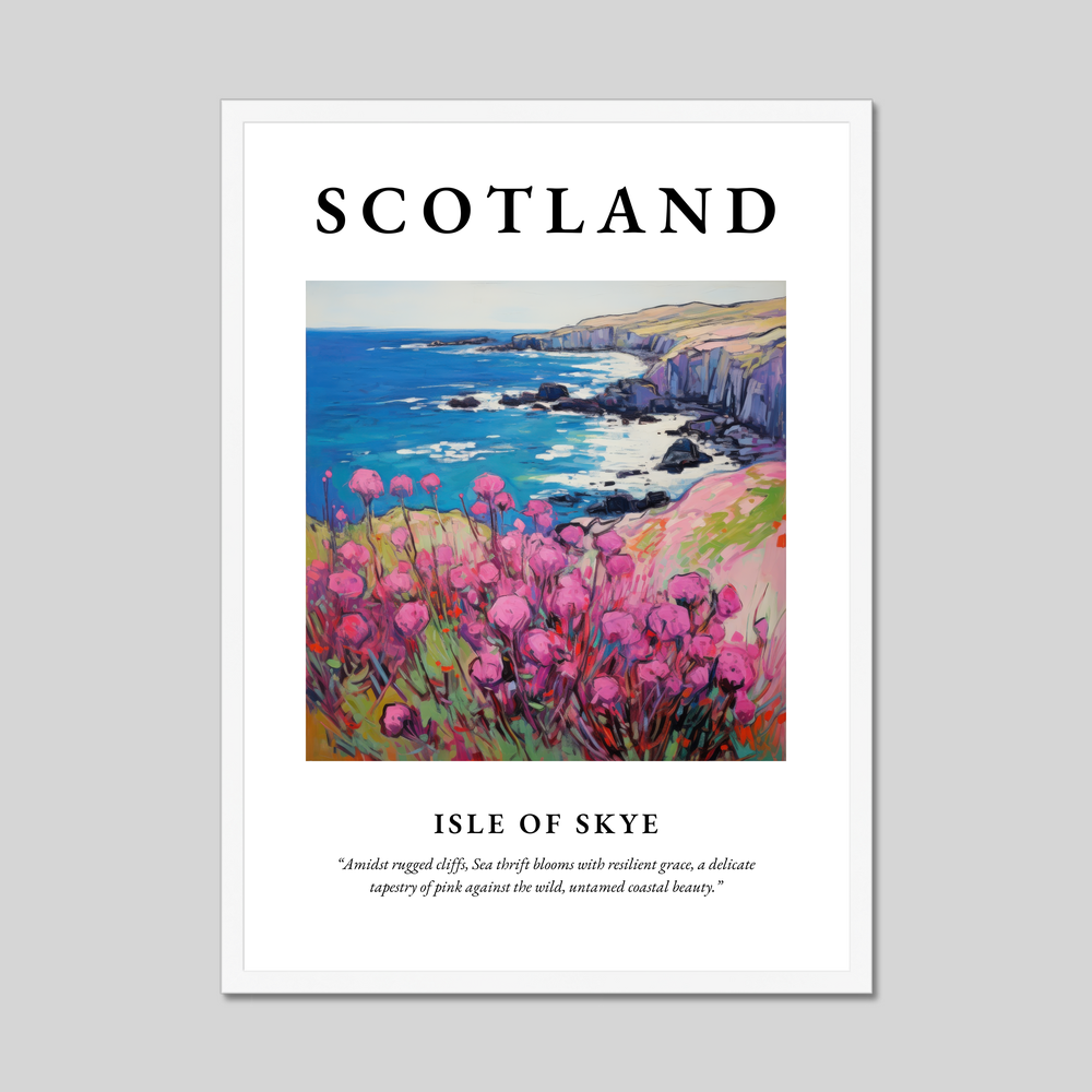 Poster in a white frame with the word Scotland