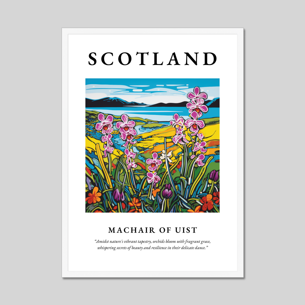 Poster in a white frame with the word Scotland