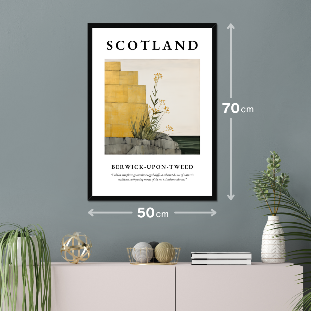 Poster of Berwick-upon-Tweed hanging on a wall