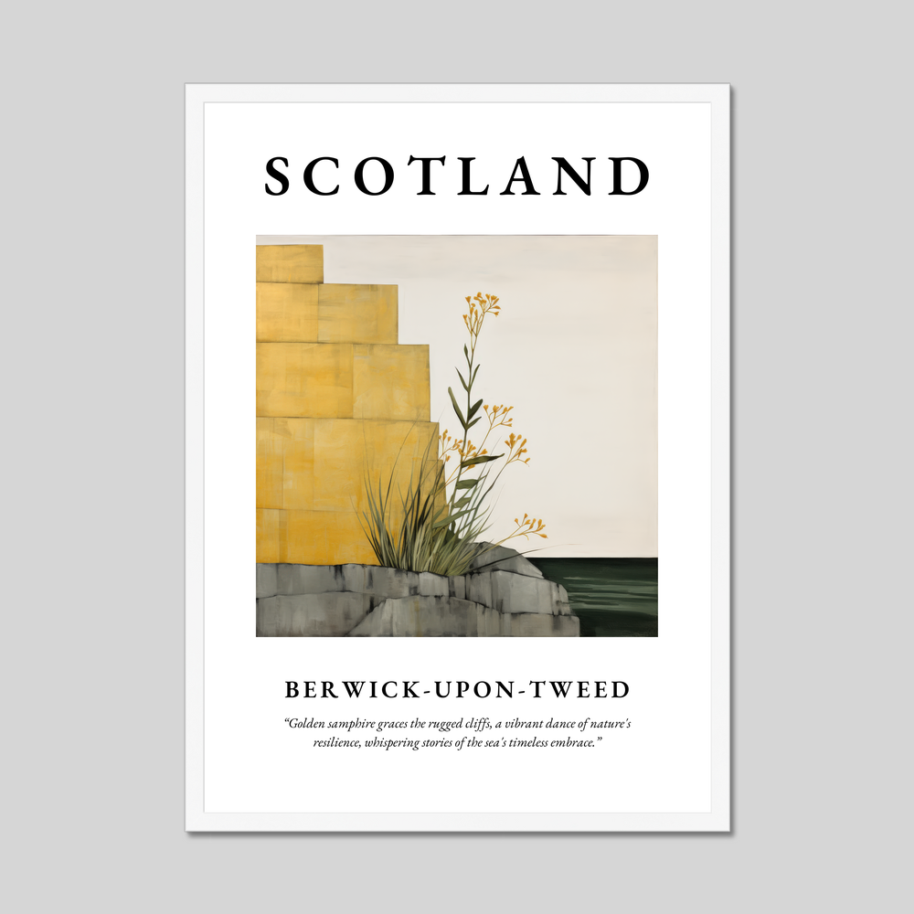 Poster in a white frame with the word Scotland