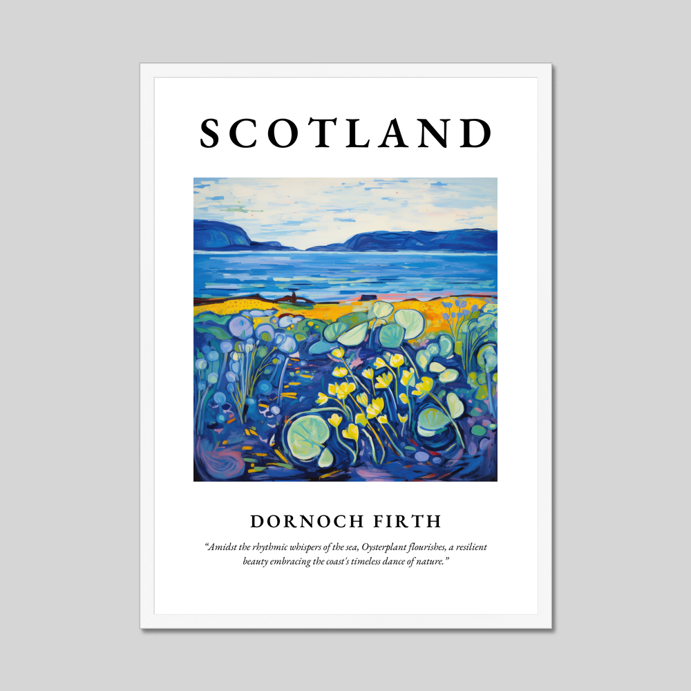 Poster in a white frame with the word Scotland