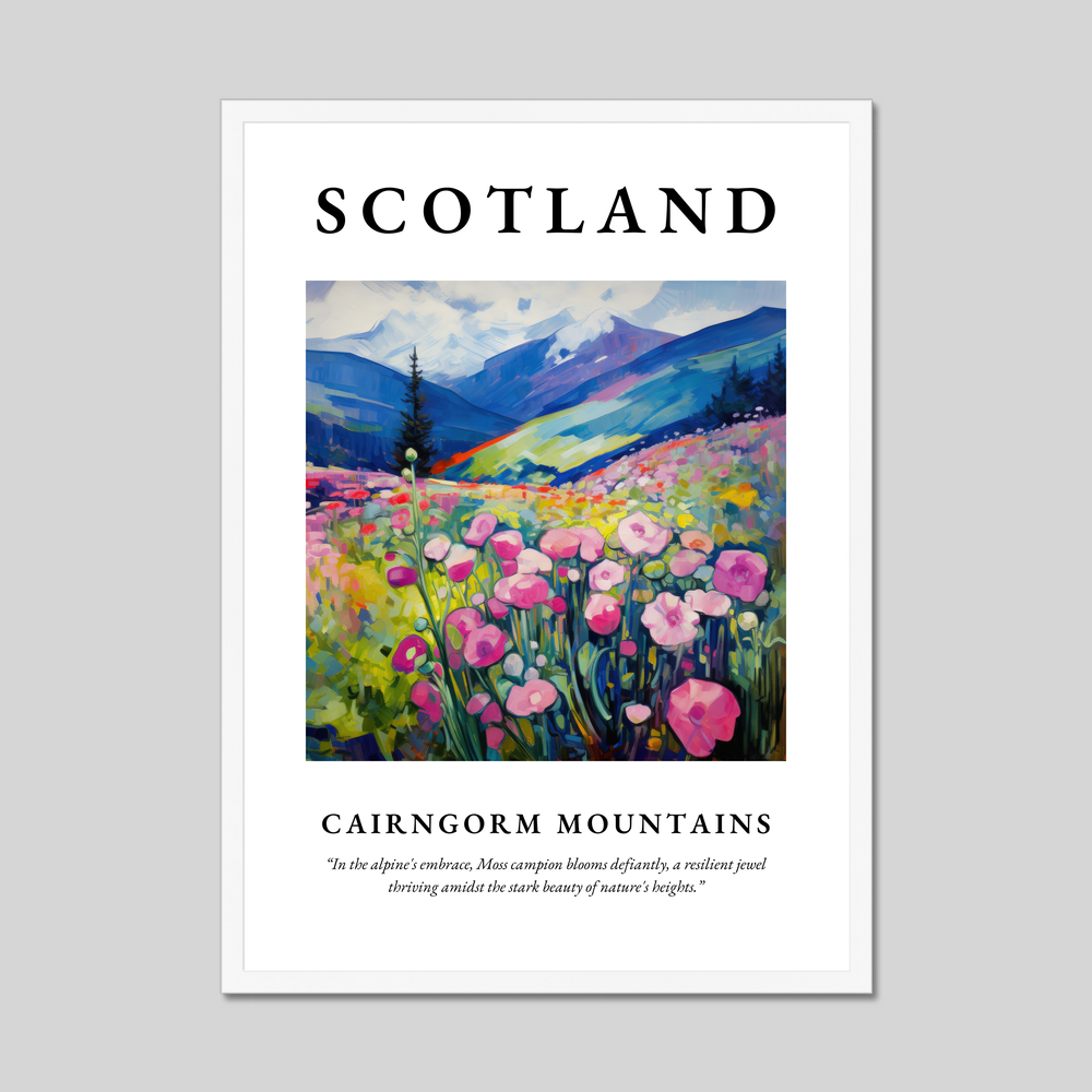 Poster in a white frame with the word Scotland