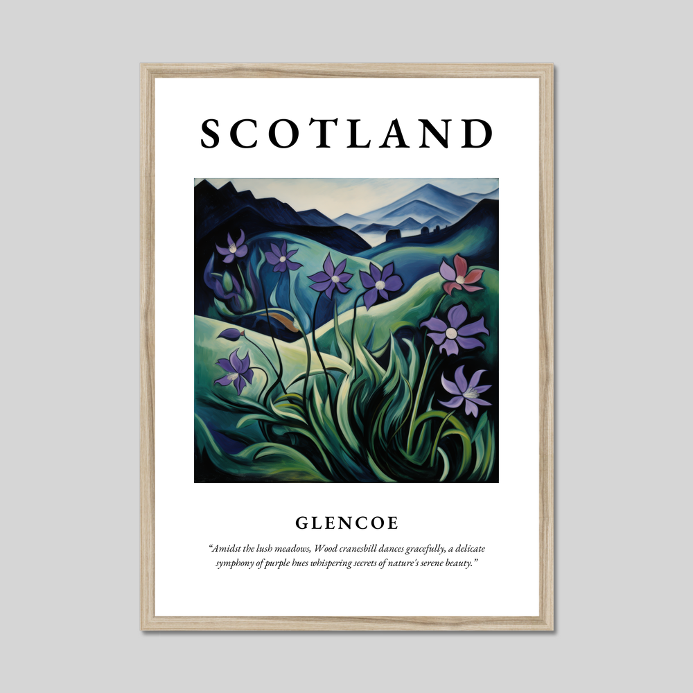 Poster in a natural frame with the word Scotland