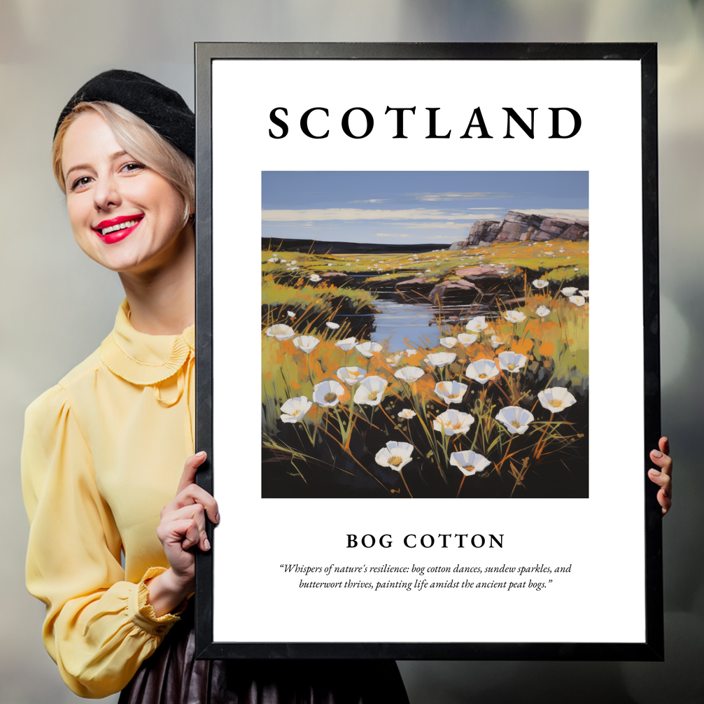 Person holding a poster of Bog cotton