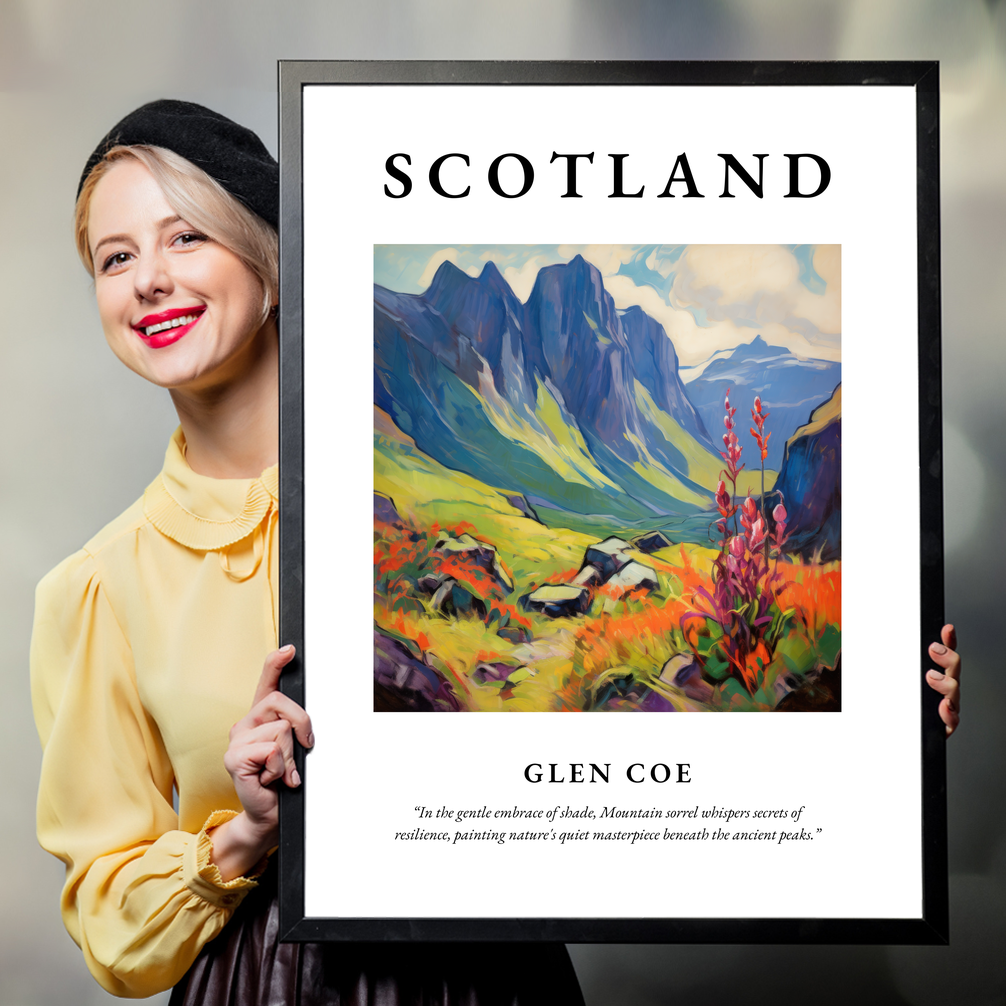 Person holding a poster of Glen Coe