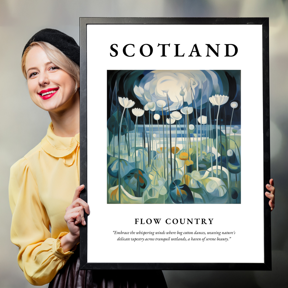 Person holding a poster of Flow Country