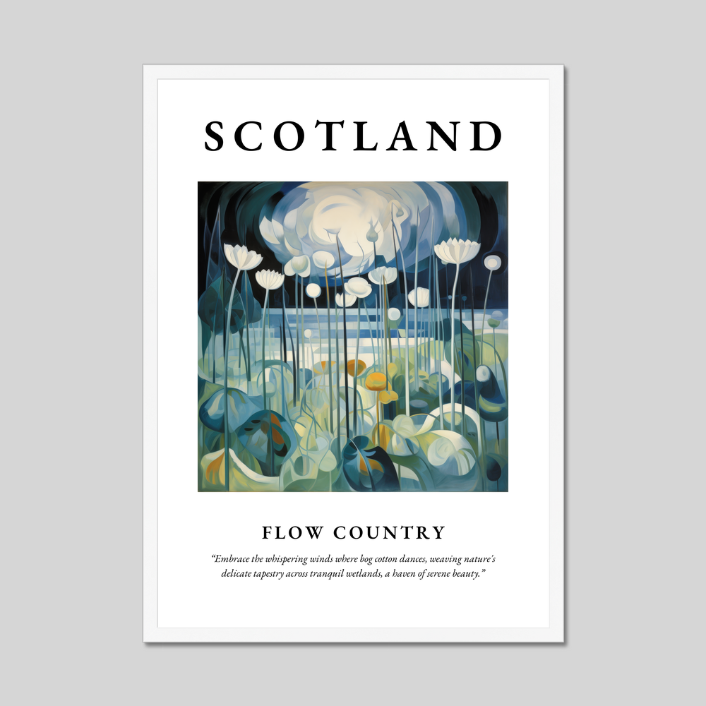 Poster in a white frame with the word Scotland