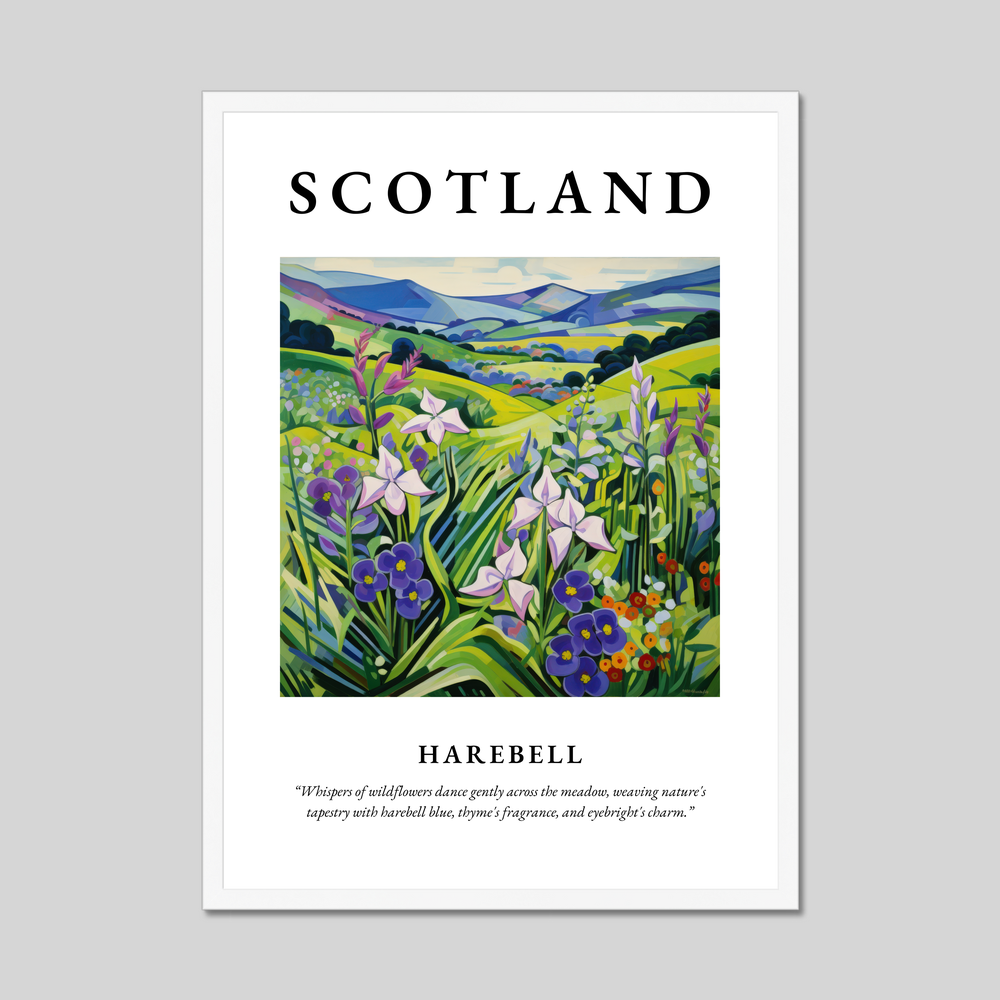 Poster in a white frame with the word Scotland