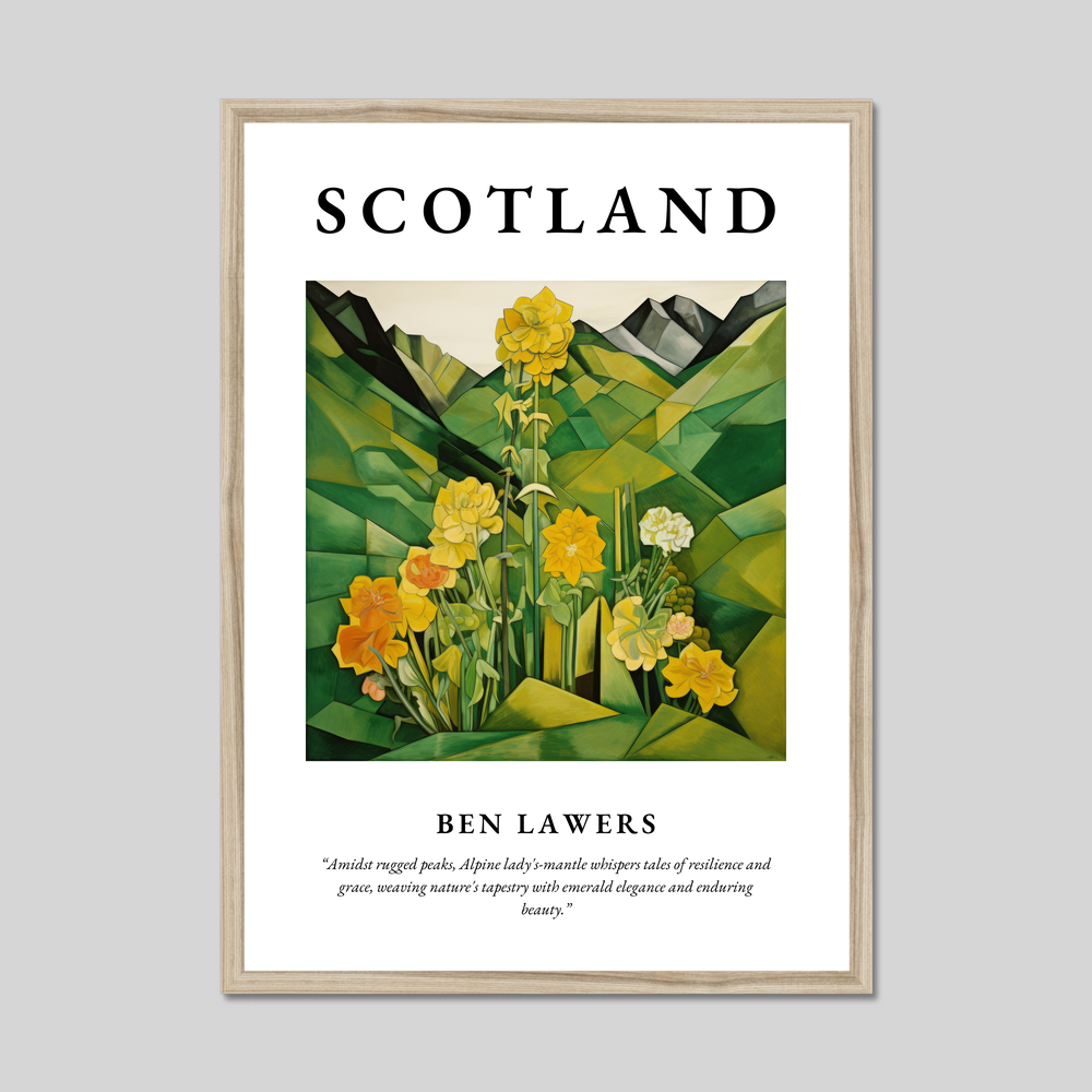 Poster in a natural frame with the word Scotland