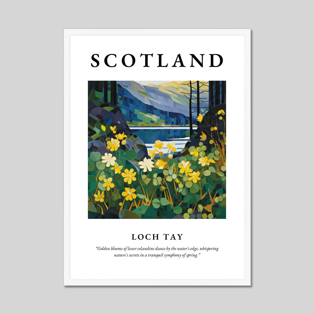 Poster in a white frame with the word Scotland