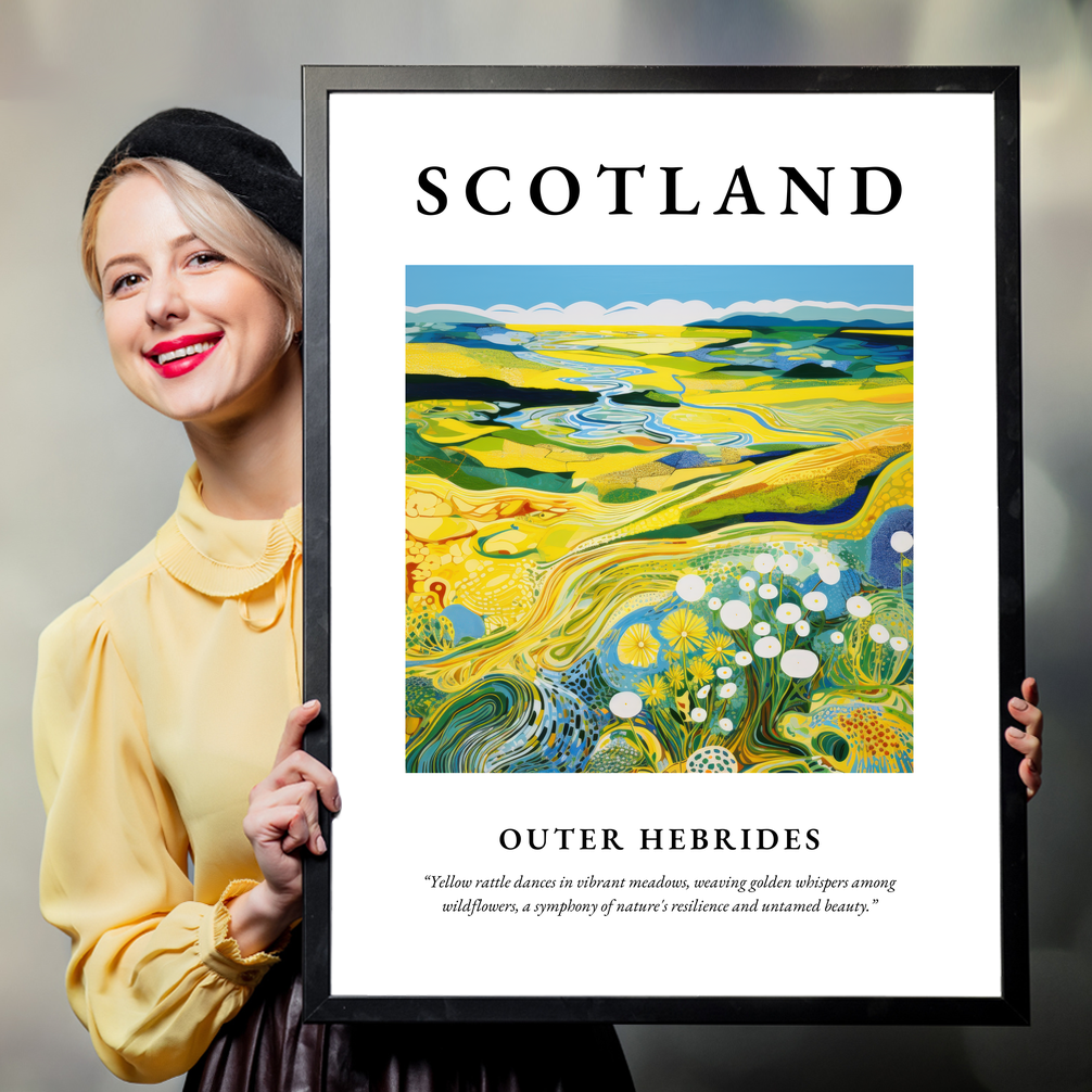 Person holding a poster of Outer Hebrides