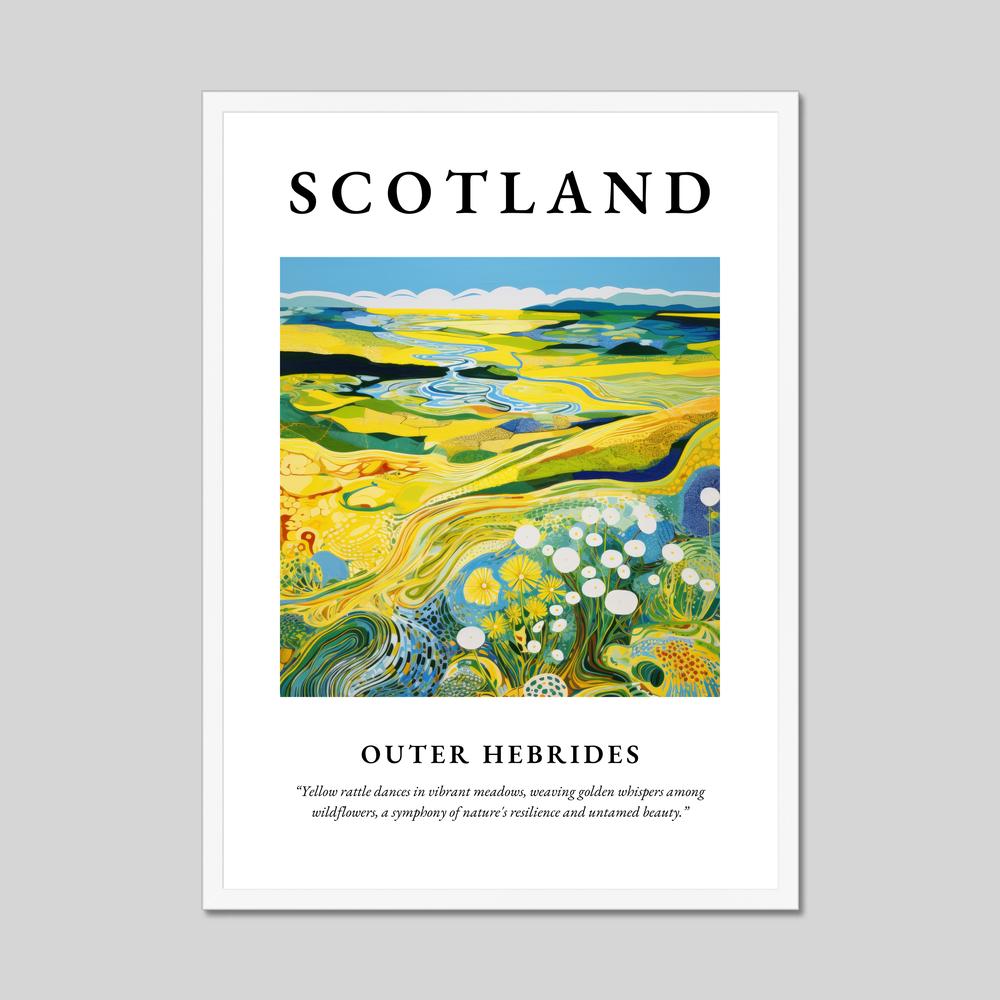 Poster in a white frame with the word Scotland