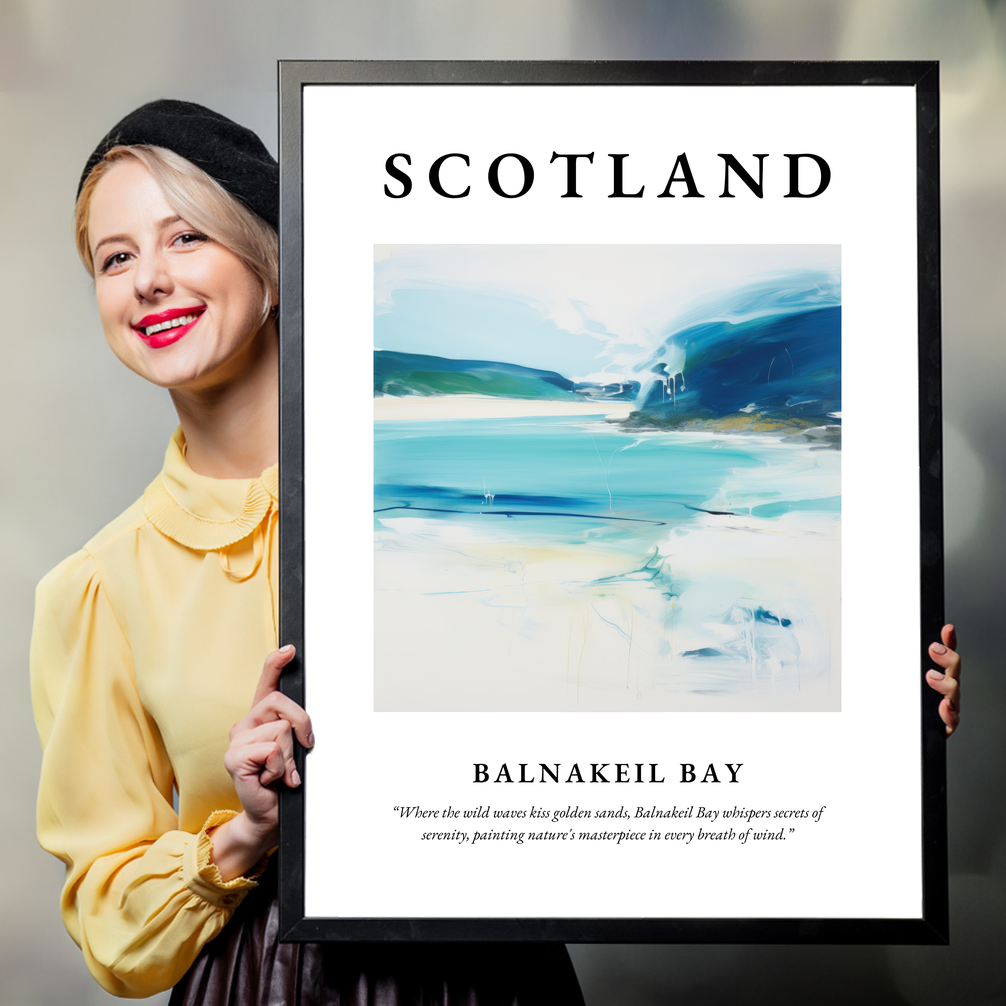 Person holding a poster of Balnakeil Bay