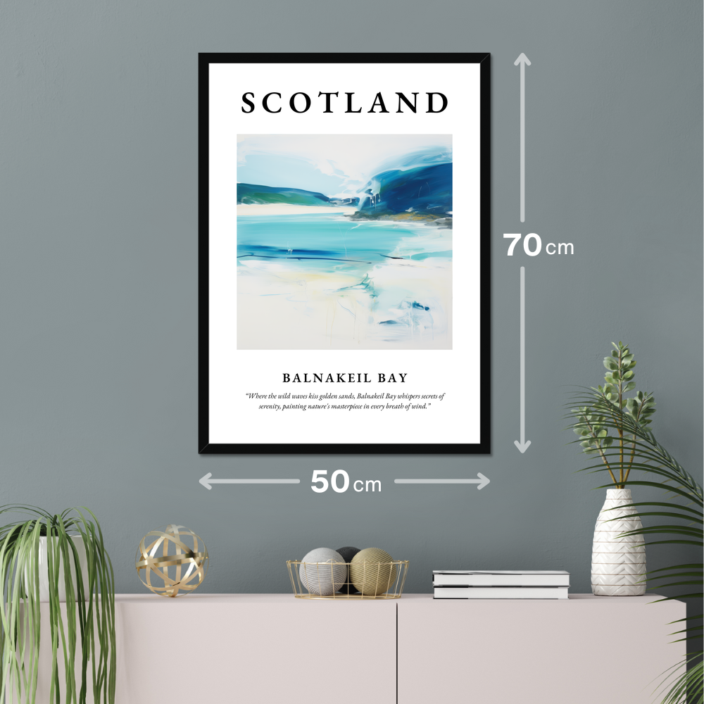 Poster of Balnakeil Bay hanging on a wall