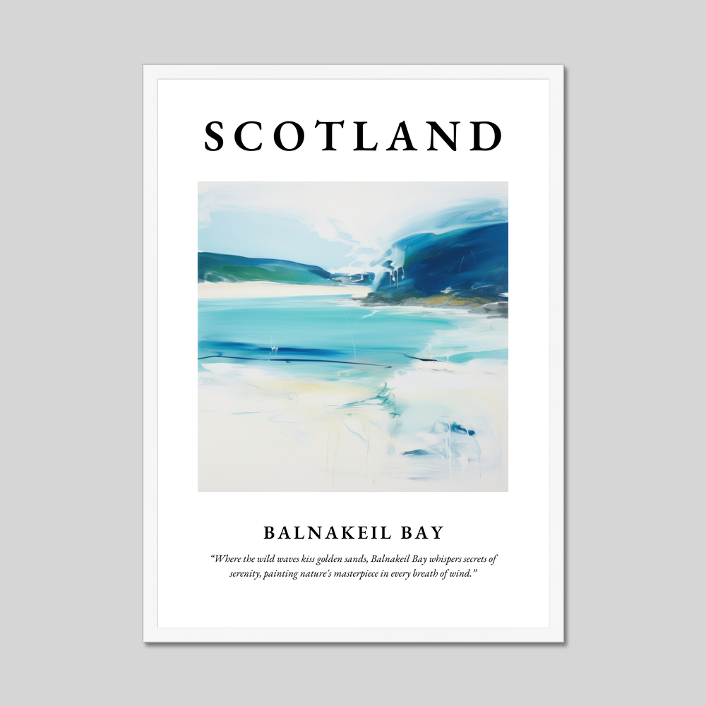 Poster in a white frame with the word Scotland