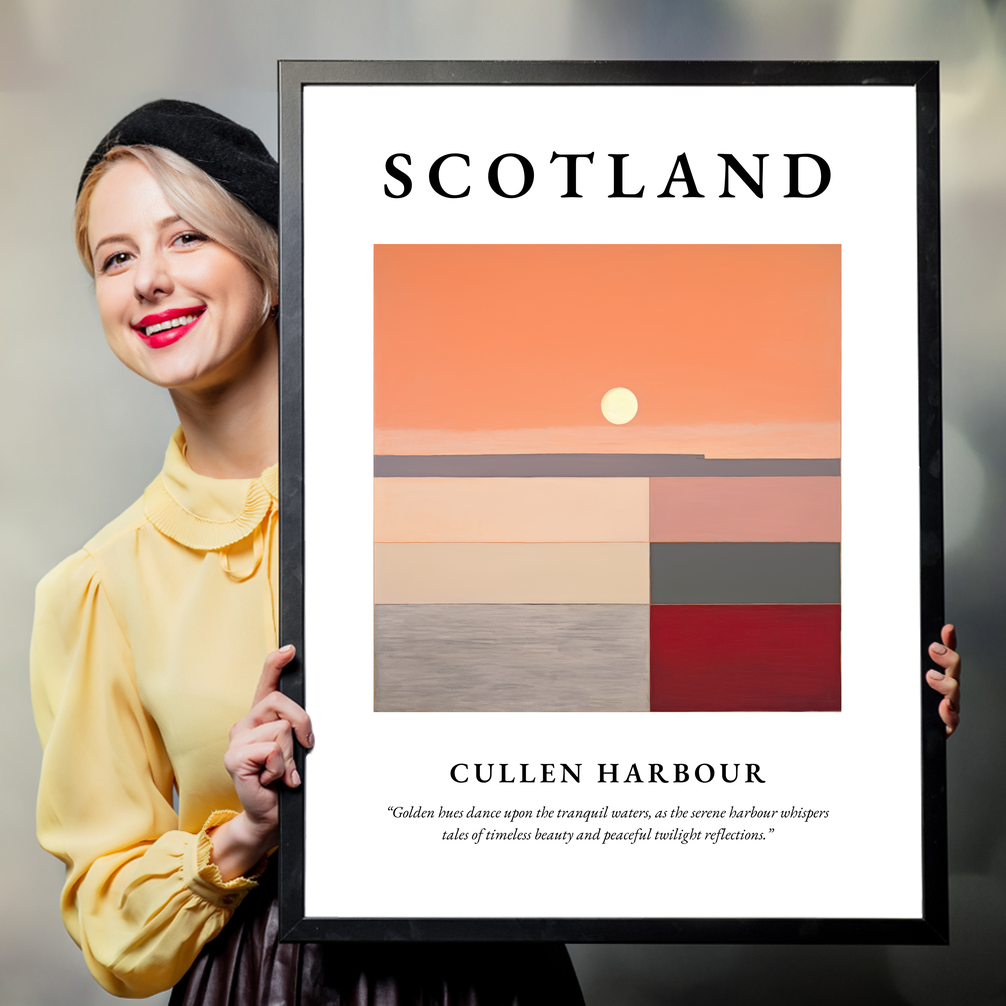 Person holding a poster of Cullen Harbour