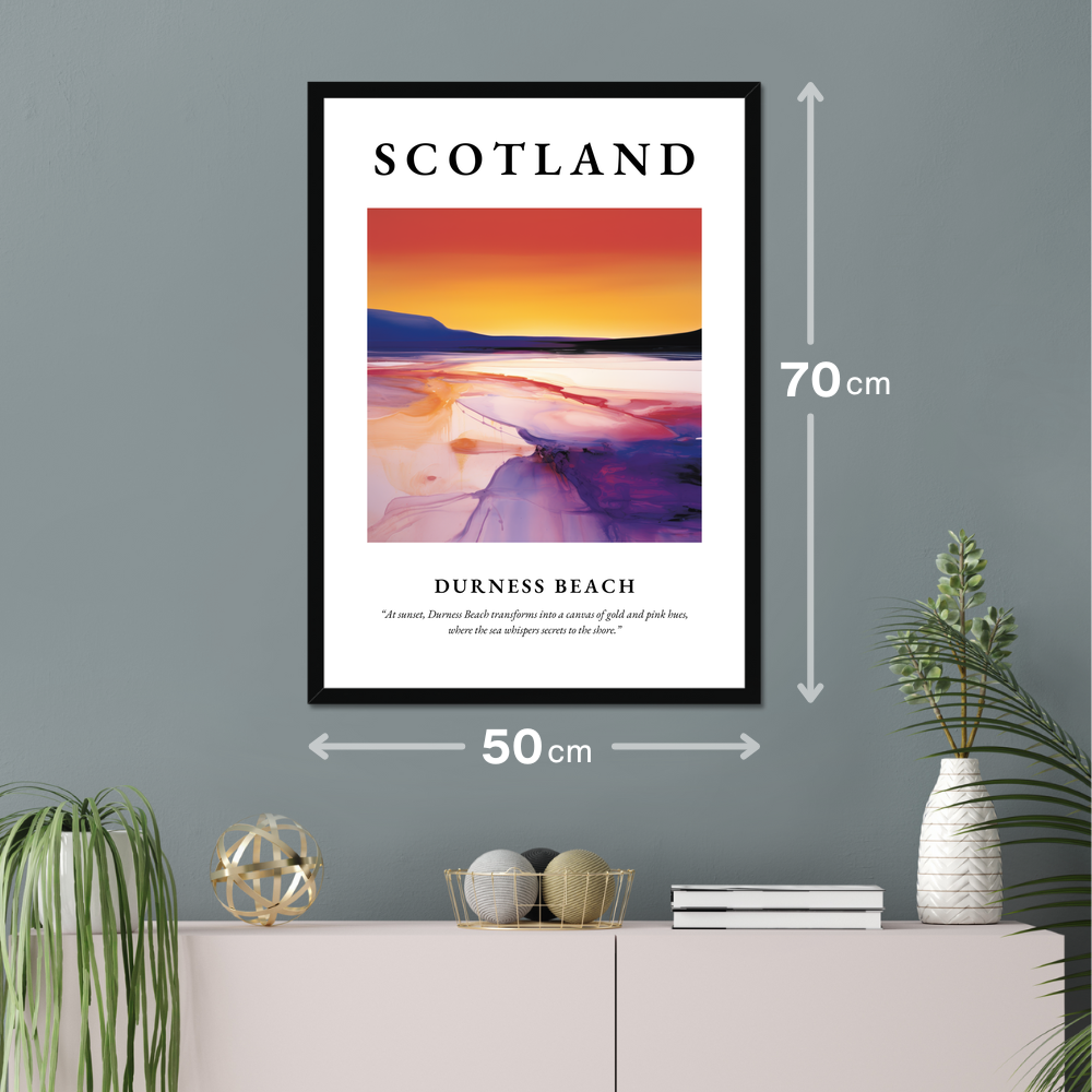 Poster of Durness Beach hanging on a wall
