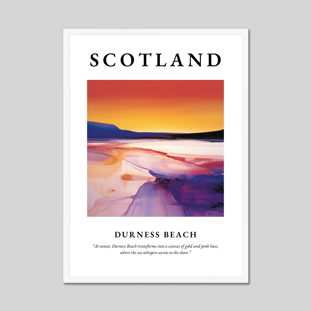 Poster in a white frame with the word Scotland