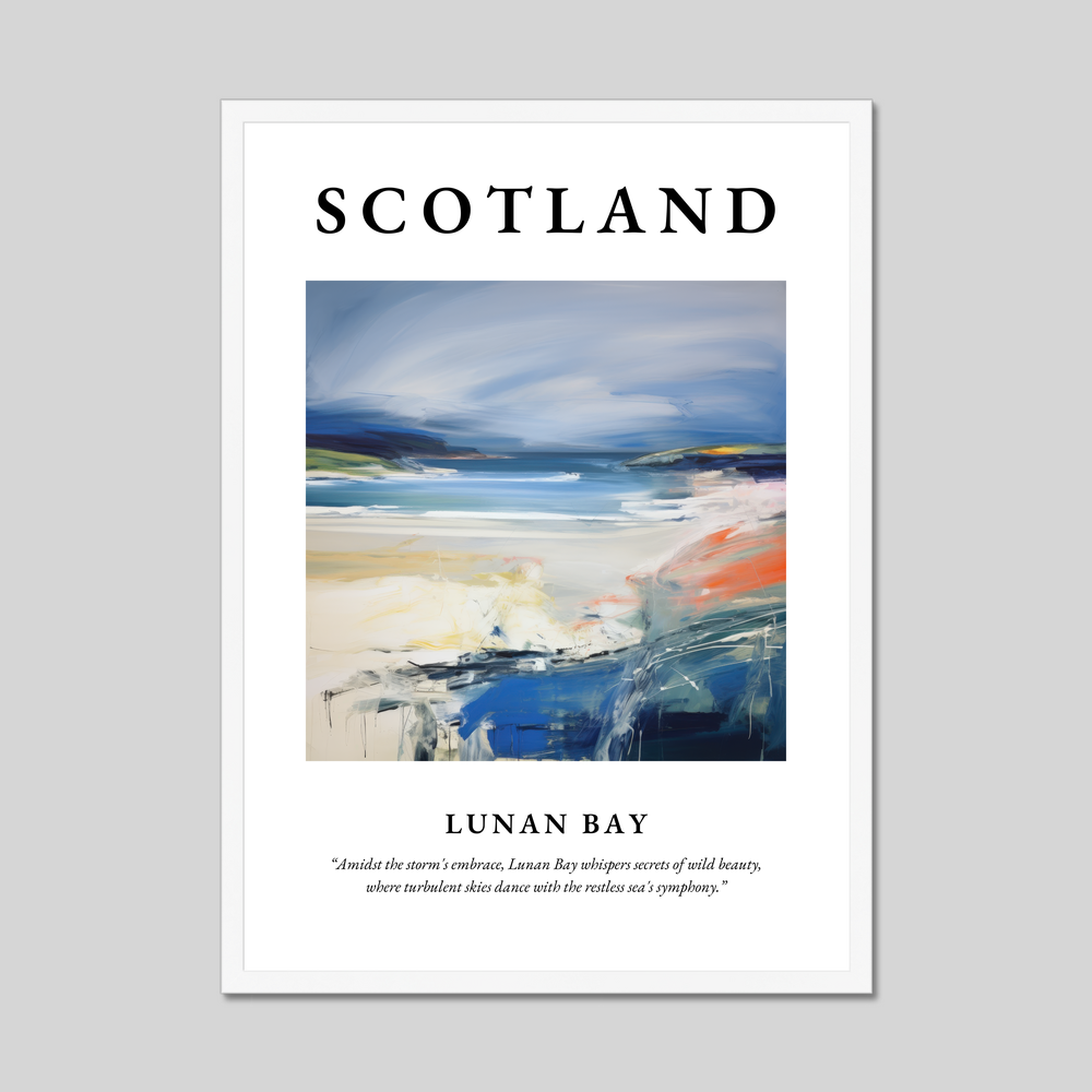 Poster in a white frame with the word Scotland