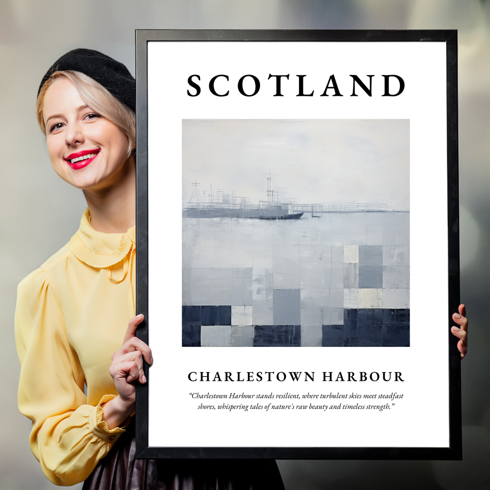 Person holding a poster of Charlestown Harbour