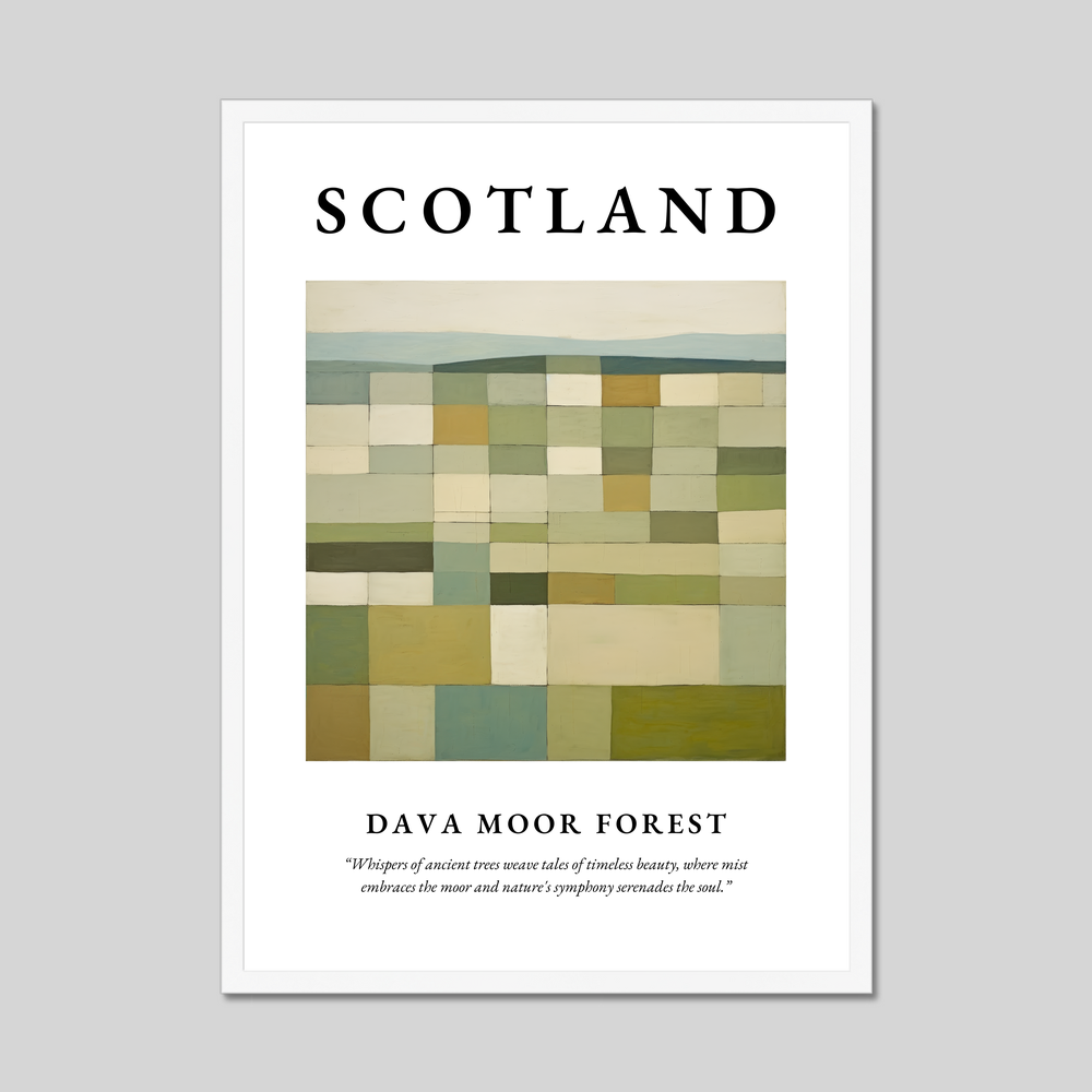 Poster in a white frame with the word Scotland