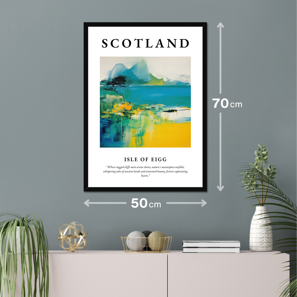 Poster of Isle of Eigg hanging on a wall