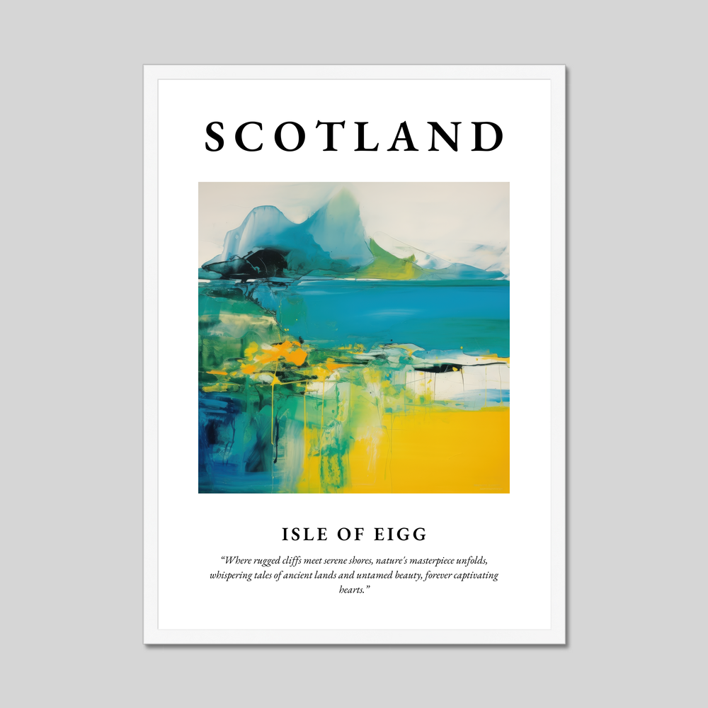 Poster in a white frame with the word Scotland