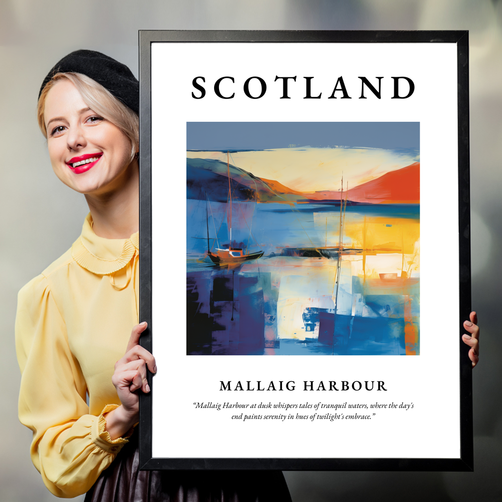 Person holding a poster of Mallaig Harbour
