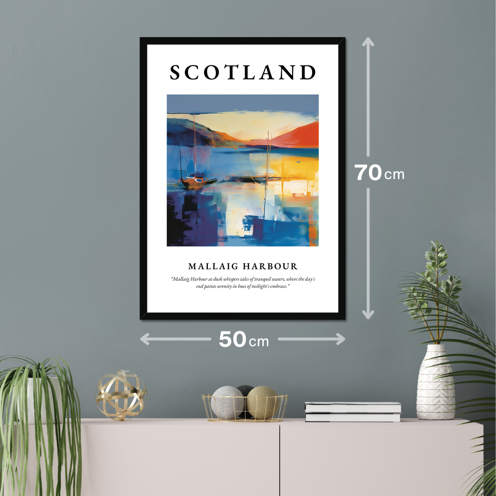 Poster of Mallaig Harbour hanging on a wall